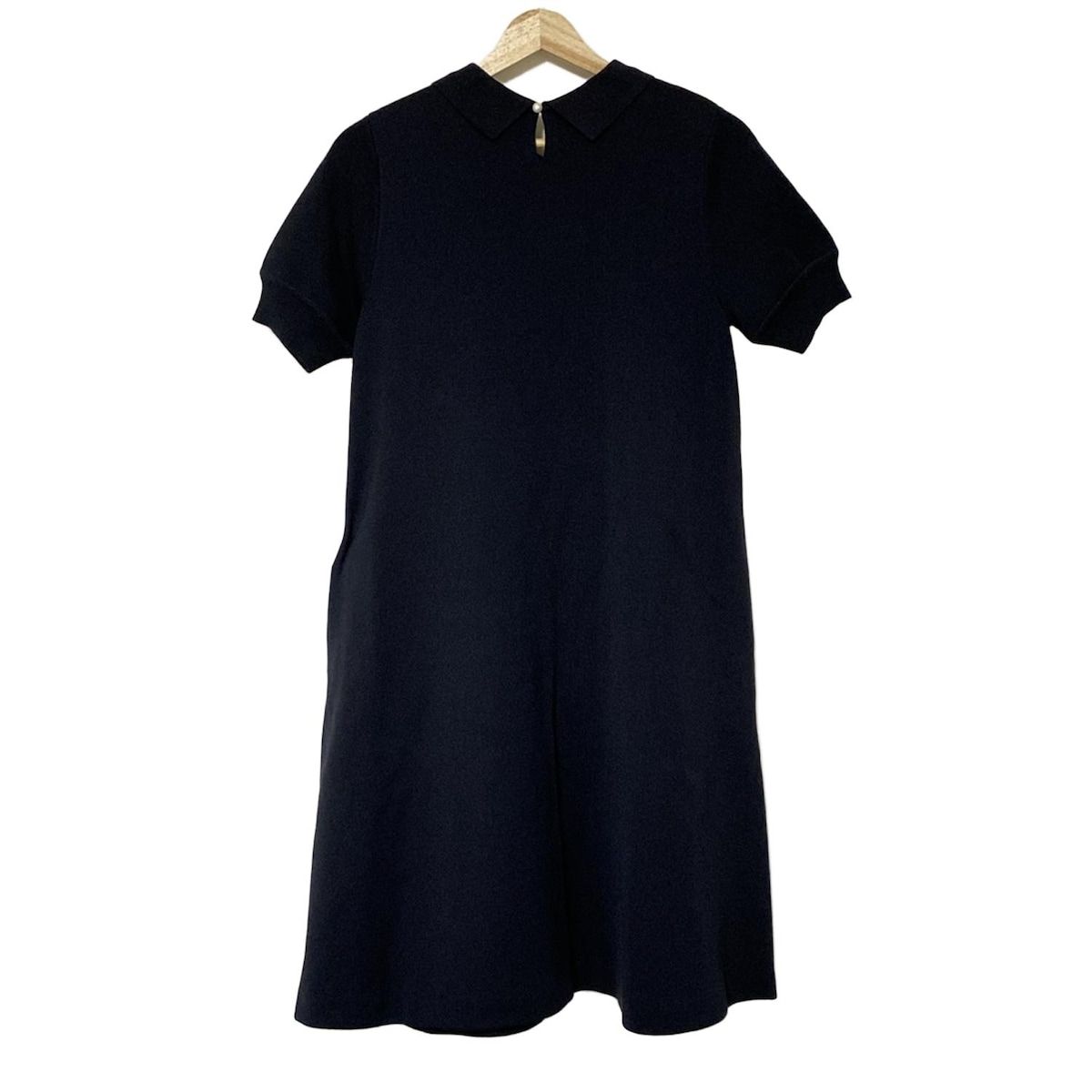 FOXEY NEW YORK フォクシーニューヨーク ワンピース サイズ38 M レディース - 43026 黒×白 半袖 ロング パール