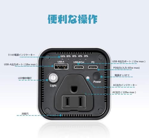 ポータブル電源 31200mAh 予備電源 モバイルバッテリー 急速充電 AC