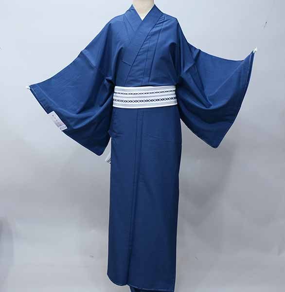 着物 長着 紋付 袷 単品 青色 男性用 Lサイズ 紋入れ可 NO40254