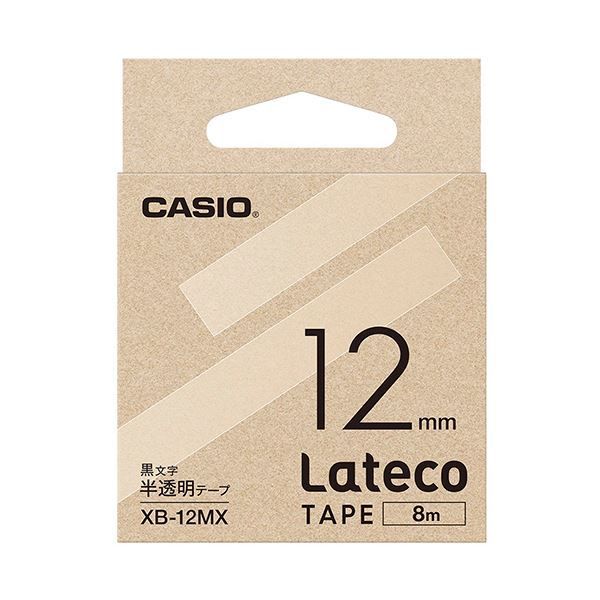 （まとめ）カシオ ラテコ 詰替用テープ12mm×8m 半透明/黒文字 XB-12MX 1個