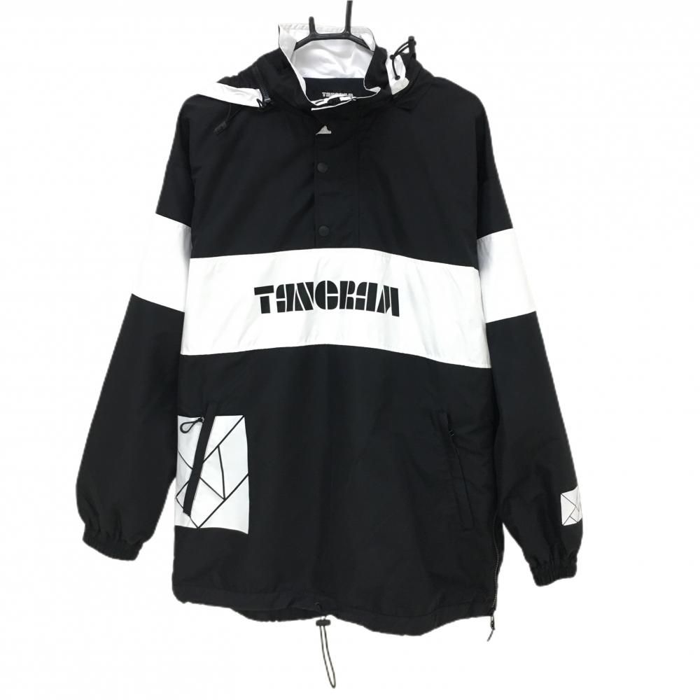 新品】タングラム フード付ブルゾン 黒×白 スナップボタン メンズ L