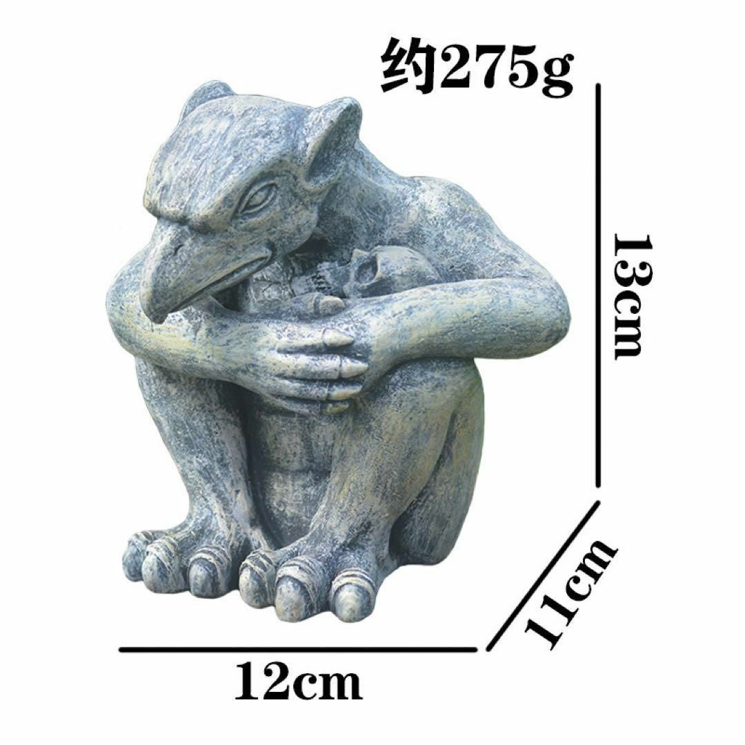 ガーゴイル オブジェ 石像風 魔除け 置物 庭 ガーデン オーナメント ガーデニング 彫刻 膝を抱える ハロウィン ヨーロッパ 西洋 悪魔 amqoya