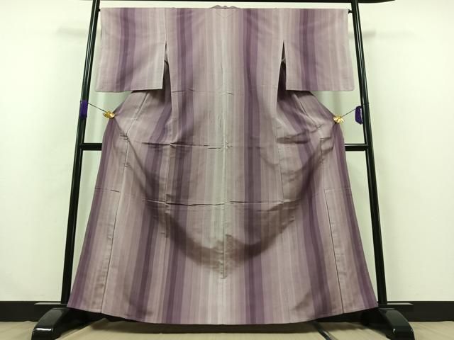 平和屋着物 上質な紬 単衣 縞 正絹 AABB2474jh