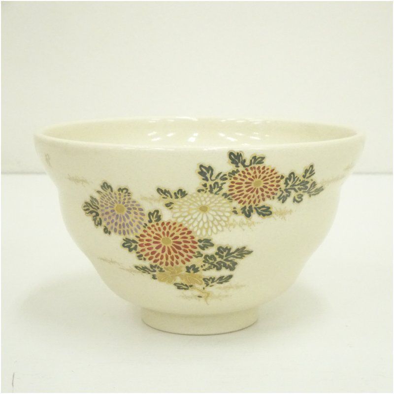 逢絢亭・新品】茶道具 茶碗 京焼 掛分 紫陽花の図 伊坂清香 共