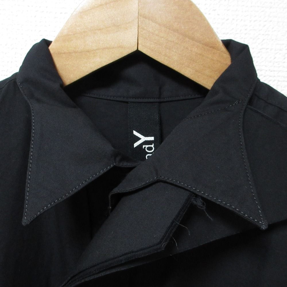 美品 Ground Y Yohji Yamamoto グラウンドワイ ヨウジヤマモト フロントフリル ラウンドヘム ロングスリーブ シャツ ブラウス 1 ブラック レディース 古着 中古 USED 美品 Ground Y Yohji Yamamoto グラウンドワイ ヨウジヤマモト