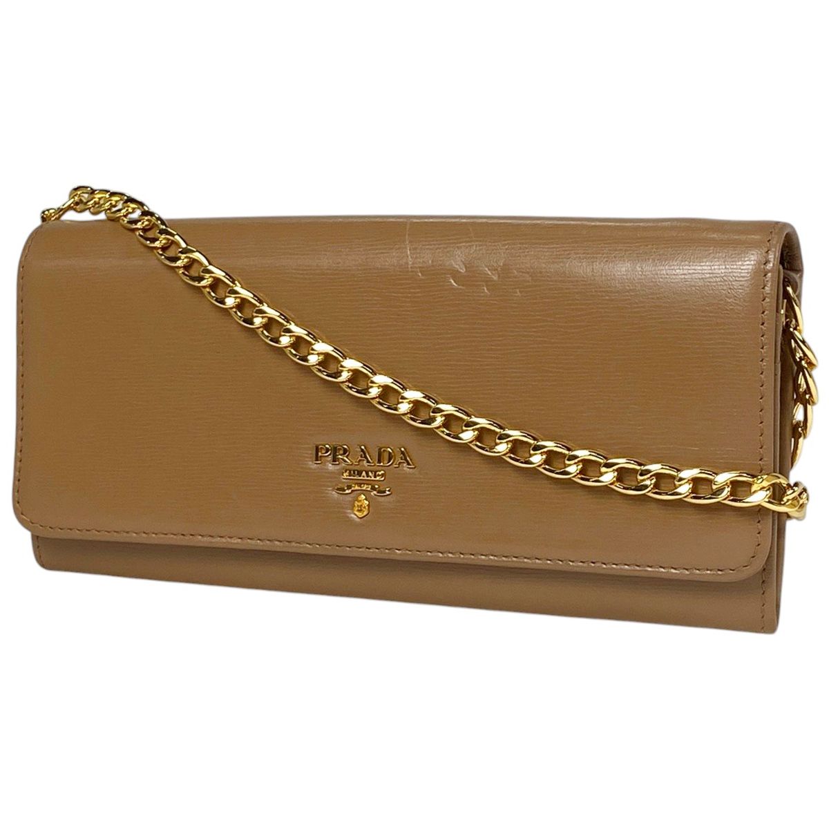 プラダ PRADA ロゴ チェーン ウォレット 長財布 ショルダー