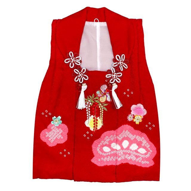 七五三 三歳 女の子 被布セット 正絹被布コート 草履 巾着 足袋 4点コーデセット 赤 藤 IHF907-4set01