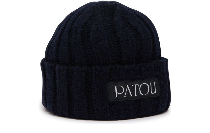 PATOU パトゥ ウール カシミア ロゴパッチ リブニット ビーニー