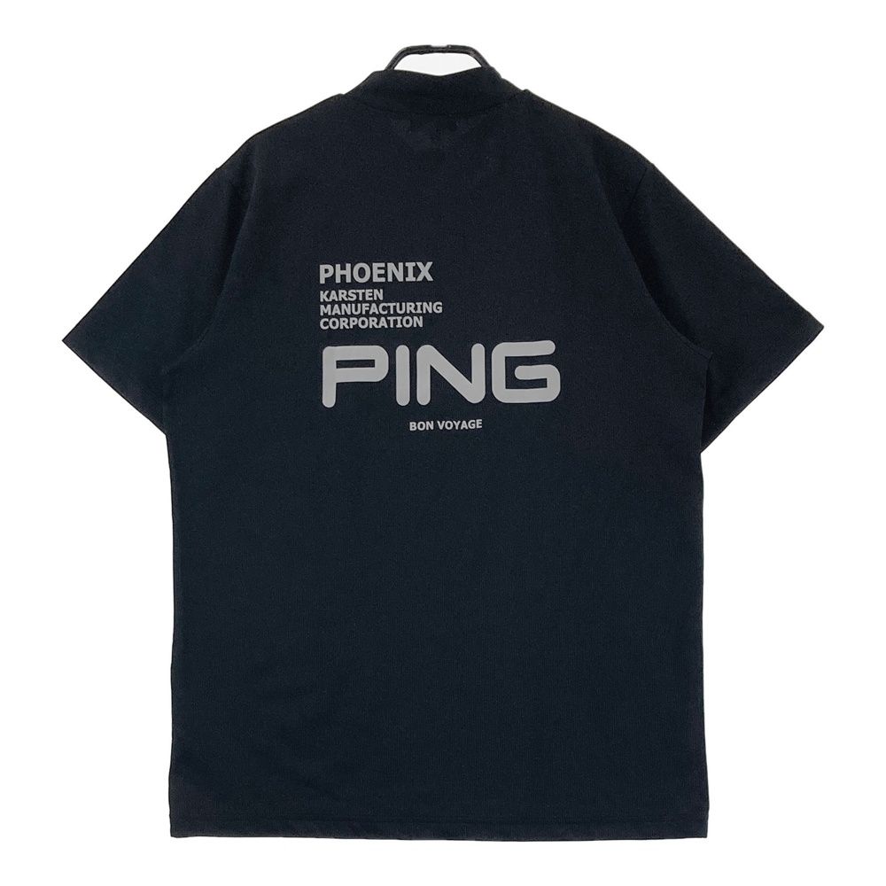 サイズ：LL PING ピン 2025年モデル ハイネック 半袖Tシャツ  ブラック系 [240101428216] ゴルフウェア メンズ ストスト サイズ：LL PING ピン 2025年 ハイネック 半袖Tシャツ ブラック