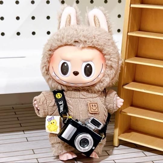 ラブブ labubu コスチューム　ぬいぐるみ服着せ替え服6点セット　カメラ LABUBU ラブブ ぬいぐるみ服 黒 着せ替えコスチューム 6点セット