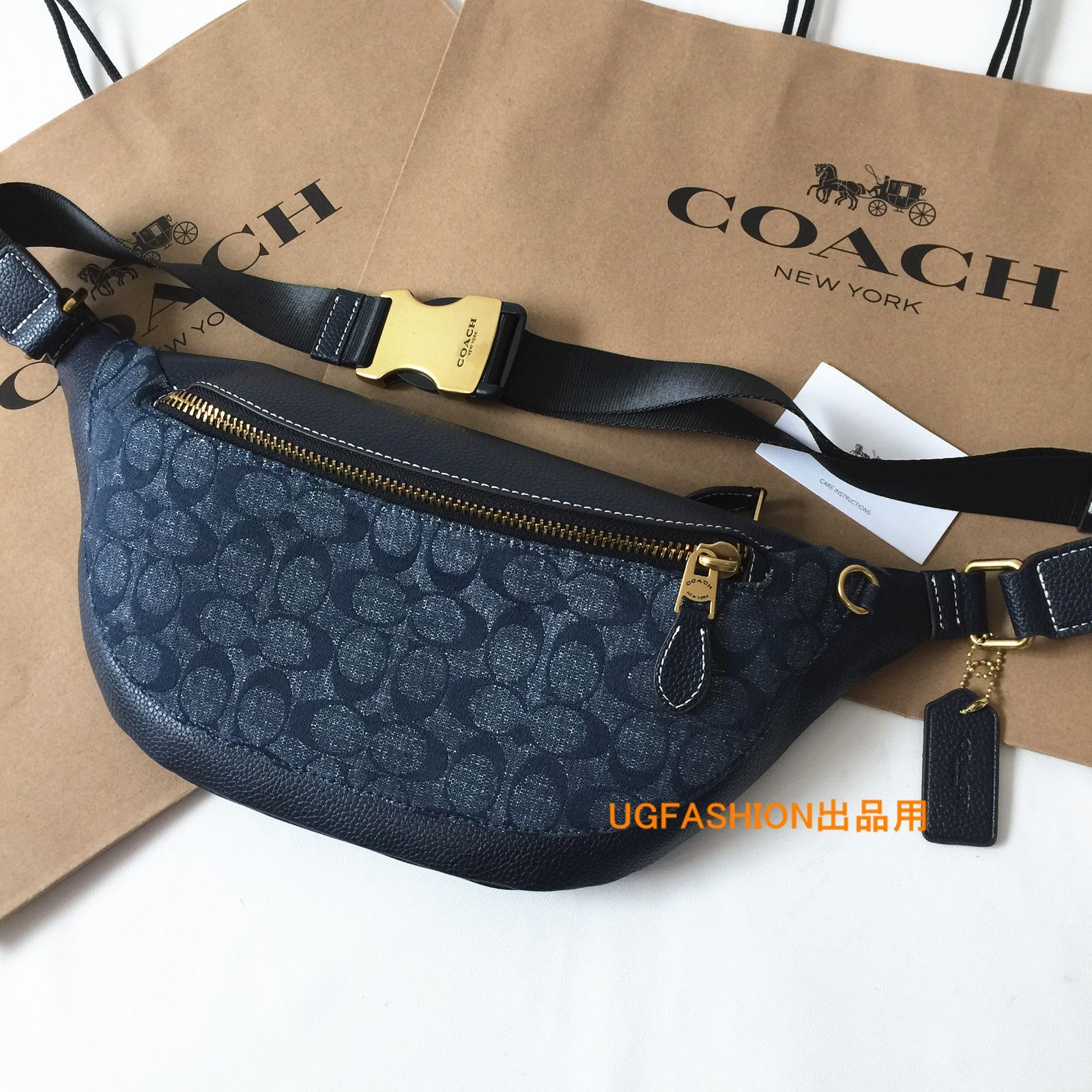 ＜コーチバッグ＞COACH/コーチバッグ CG994 デニム ボディーバッグ ベルトバッグ ウエストバッグ メンズ　クロスボディー ショルダーバッグ アウトレット品 紙袋付属　新品未使用