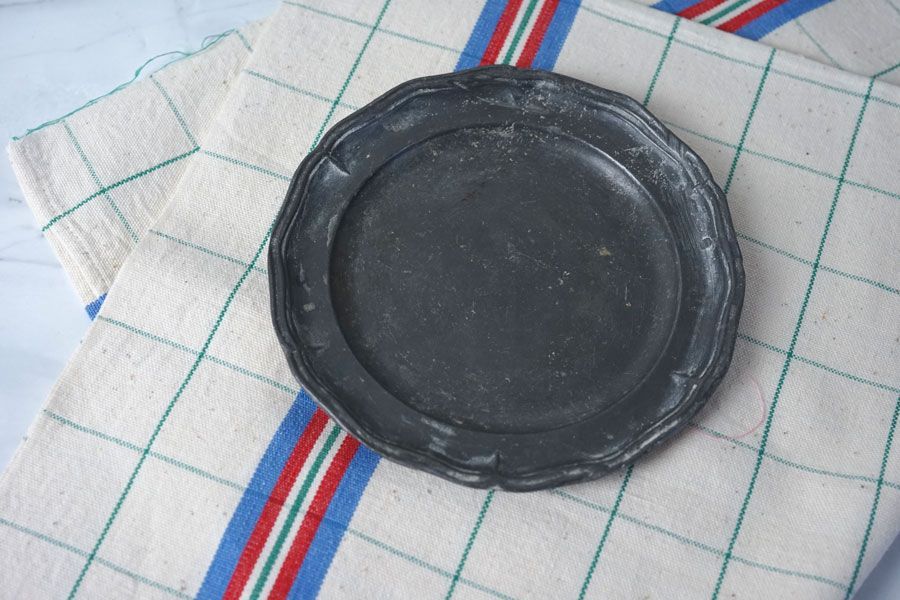 エタン（Etain)ピューター錫の花リムプレートW15.3×H1.5cm gc-1873