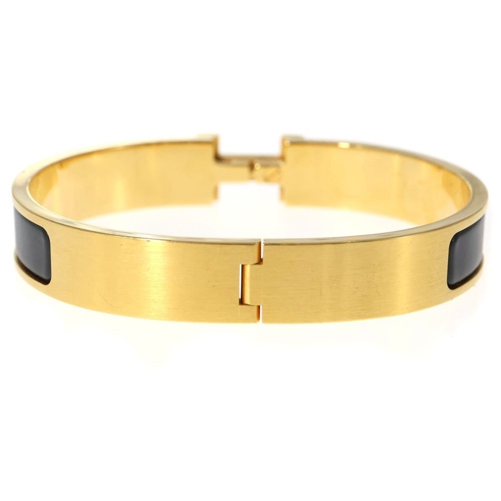 HERMES エルメス CLIC H BANGLE クリックアッシュ バングル ゴールド ブラック