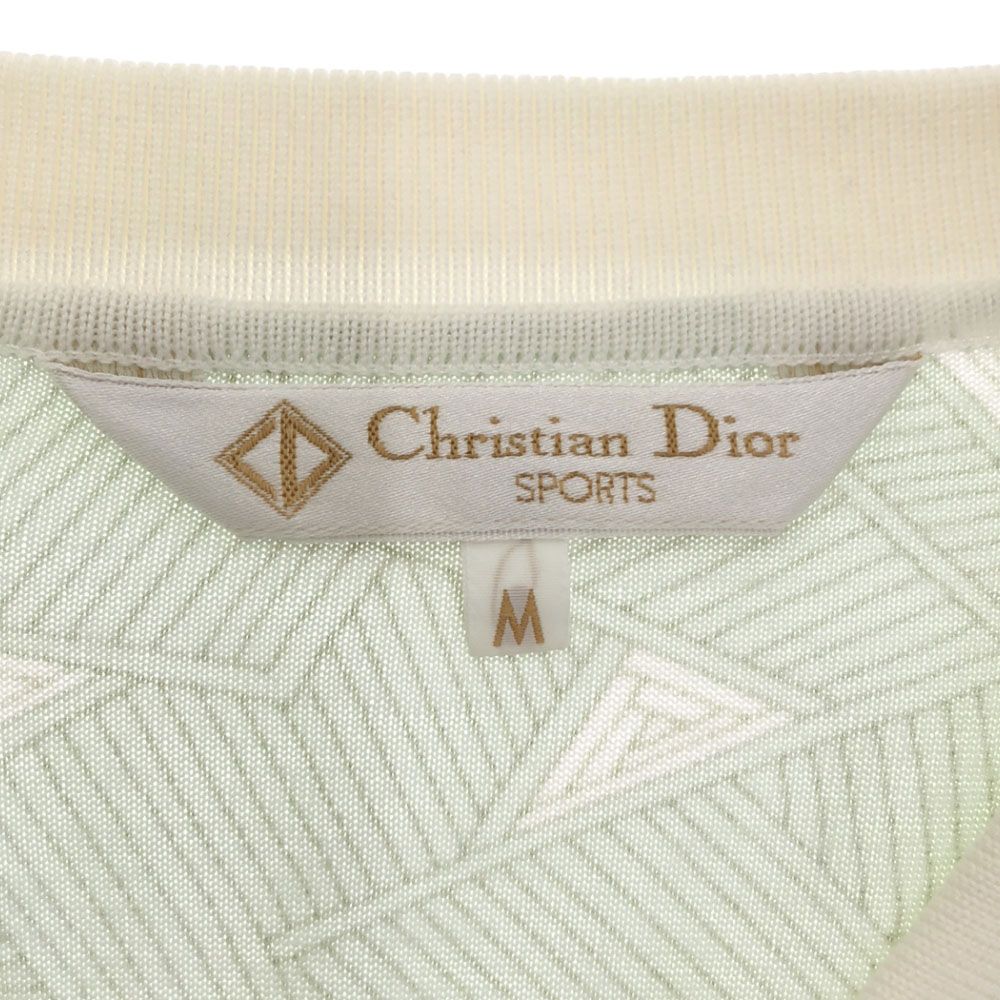 Christian Dior - クリスチャンディオール スポーツ 80s ロゴ刺繍 長袖 ポロシャツ M グリーン×ホワイト Christian Dior SPORTS オールド ヴィンテージ レディース クリスチャンディオール スポーツ 80s ロゴ刺繍 長袖 ポロシャツ