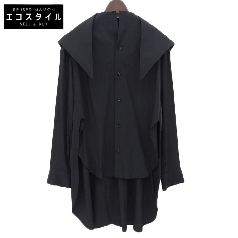 Yohji Yamamoto ヨウジヤマモト Yohji Yamamoto ヨウジヤマモト シルク フィッシュテール サイドスリット バックデザイン カットオフ ロングスリーブシャツ 1 FR-B21-422 1