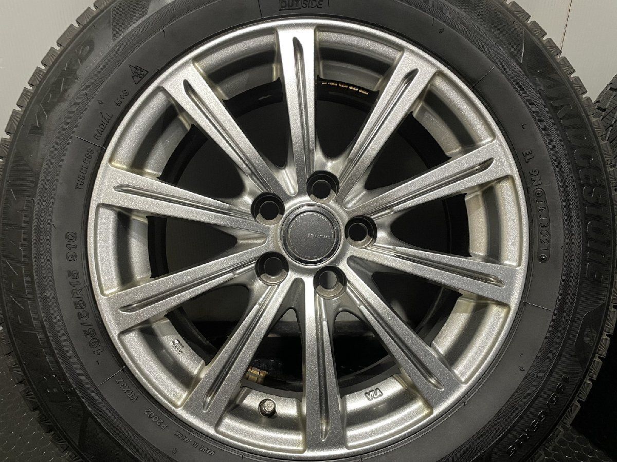 【BS BLIZZAK VRX3 195/65R15】スタッドレス【MiLLOUS 15インチ 6.5J5HPCD100+40】トヨタ純正ナット必須 21年製 50プリウス等　(MTF753)