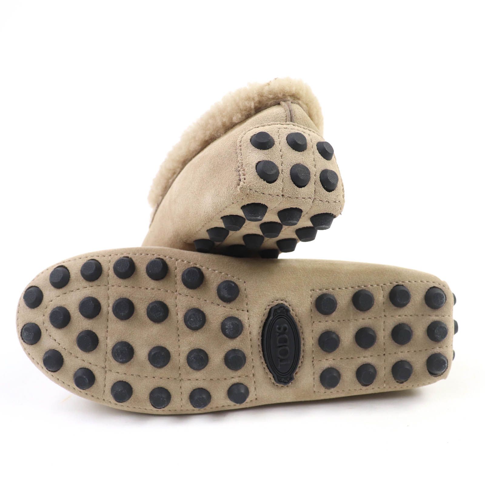  ドンドン見直し TOD’S トッズ 24 AW ゴンミーニ バブル スウェードレザー ムートン ドライビングシューズ ベージュ 37 き イタリア製 レディース その他 靴