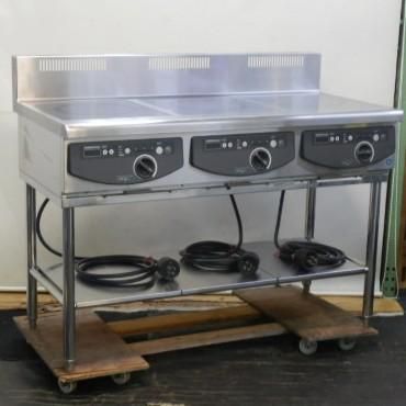 代引不可 2017年製 ホシザキ HIH-555T12E 業務用 3口 IH コンロ W120D60H80 15 cm 5kw×３ 3連 電磁 調理機 74kg