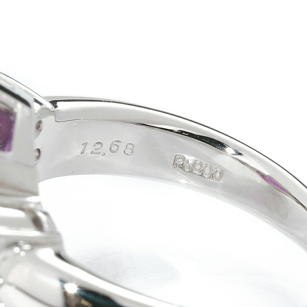 リング 指輪 アメジスト 12.68ct ダイヤモンド 0.25ct Pt900 14号 中古  