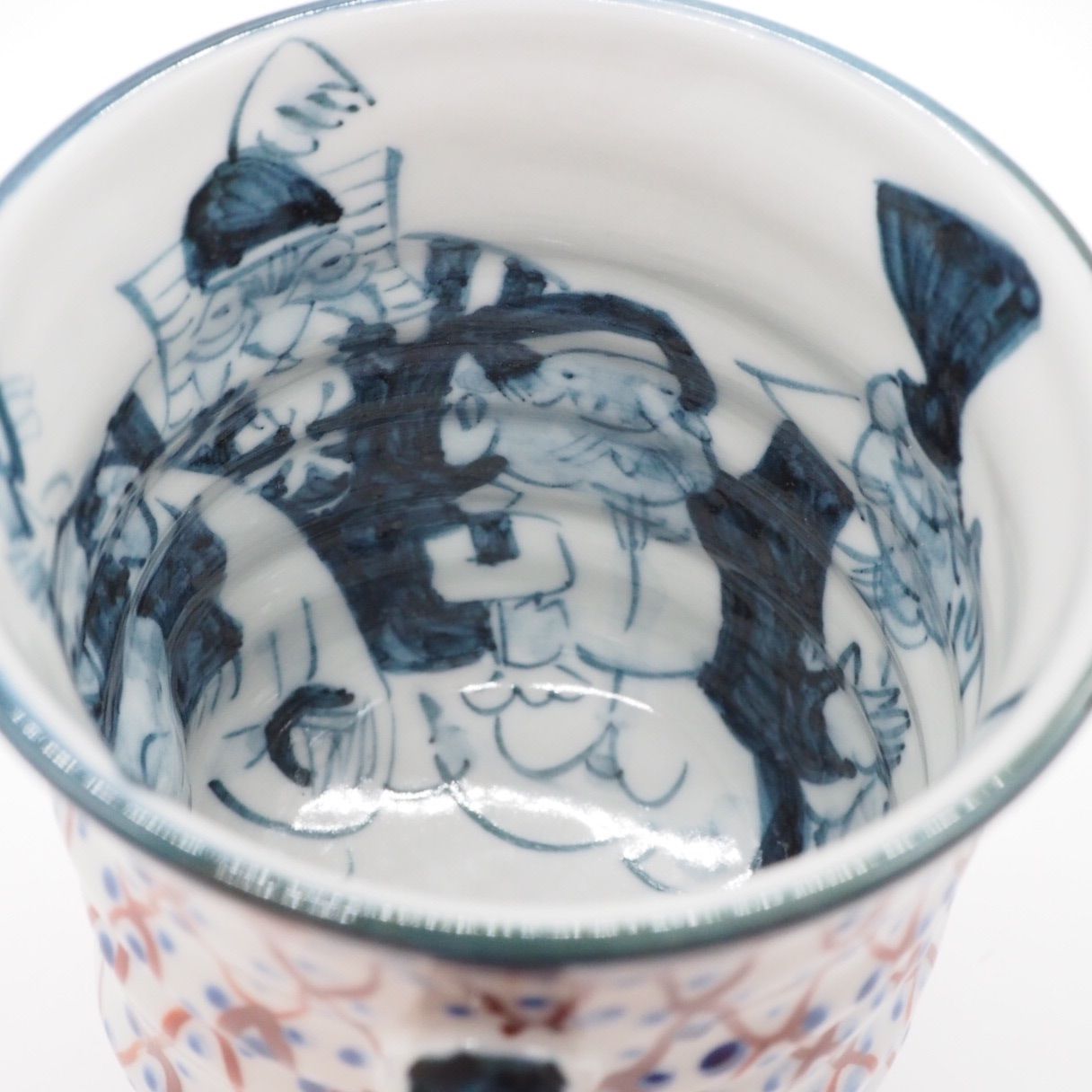 【未使用】六齋窯 村田幸之介 七福神 汲み出し揃　5客 京焼・清水焼 村田幸之介(六齋窯) 七福神あみ茶漬(ご飯茶碗