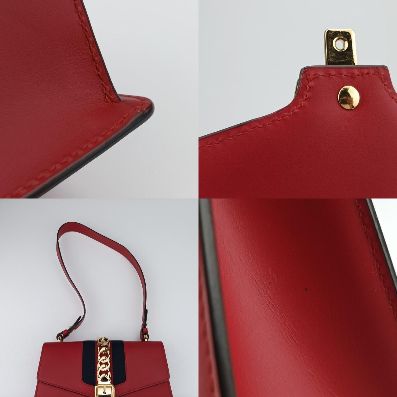 グッチGucciシルヴィレッド×ネイビーレザー421882B023103386