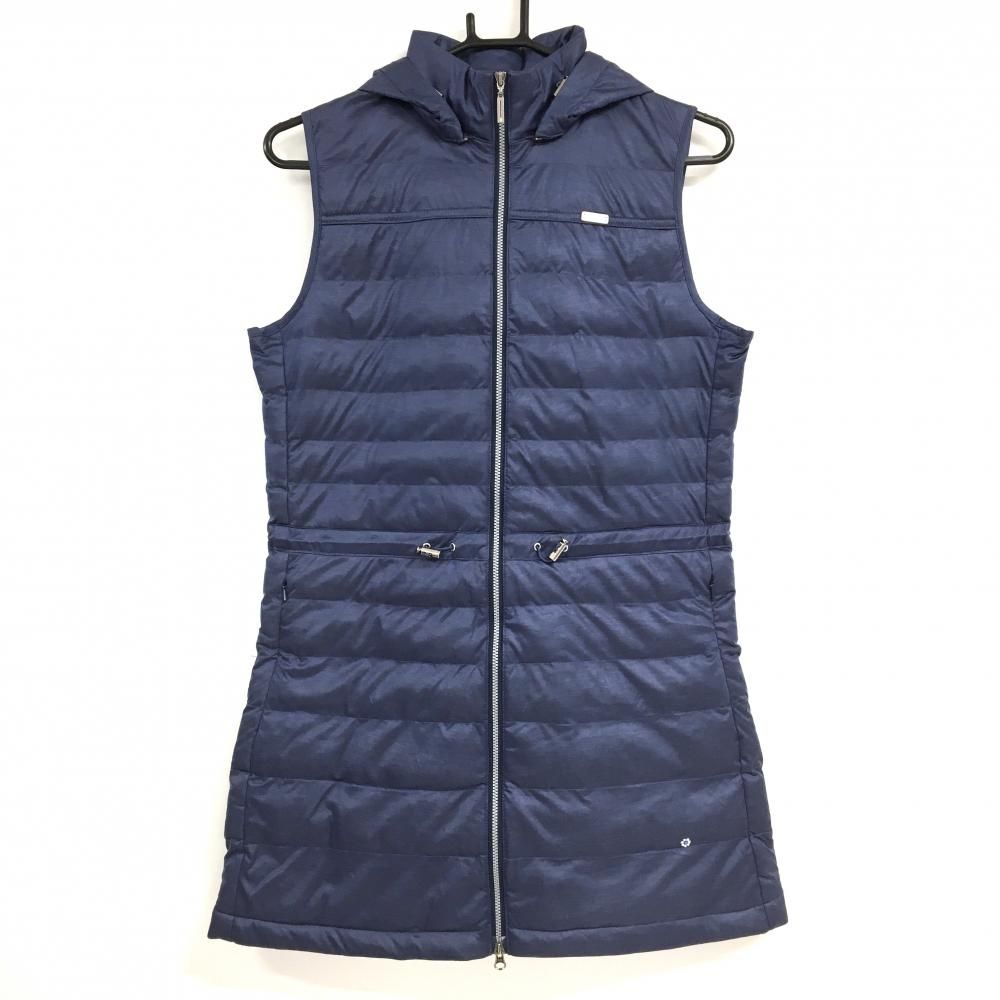 ランバンスポール 中綿ワンピース ネイビー ノースリーブ フード取外し可 40 美品】ランバンスポール 中綿ワンピース パープルネイビー