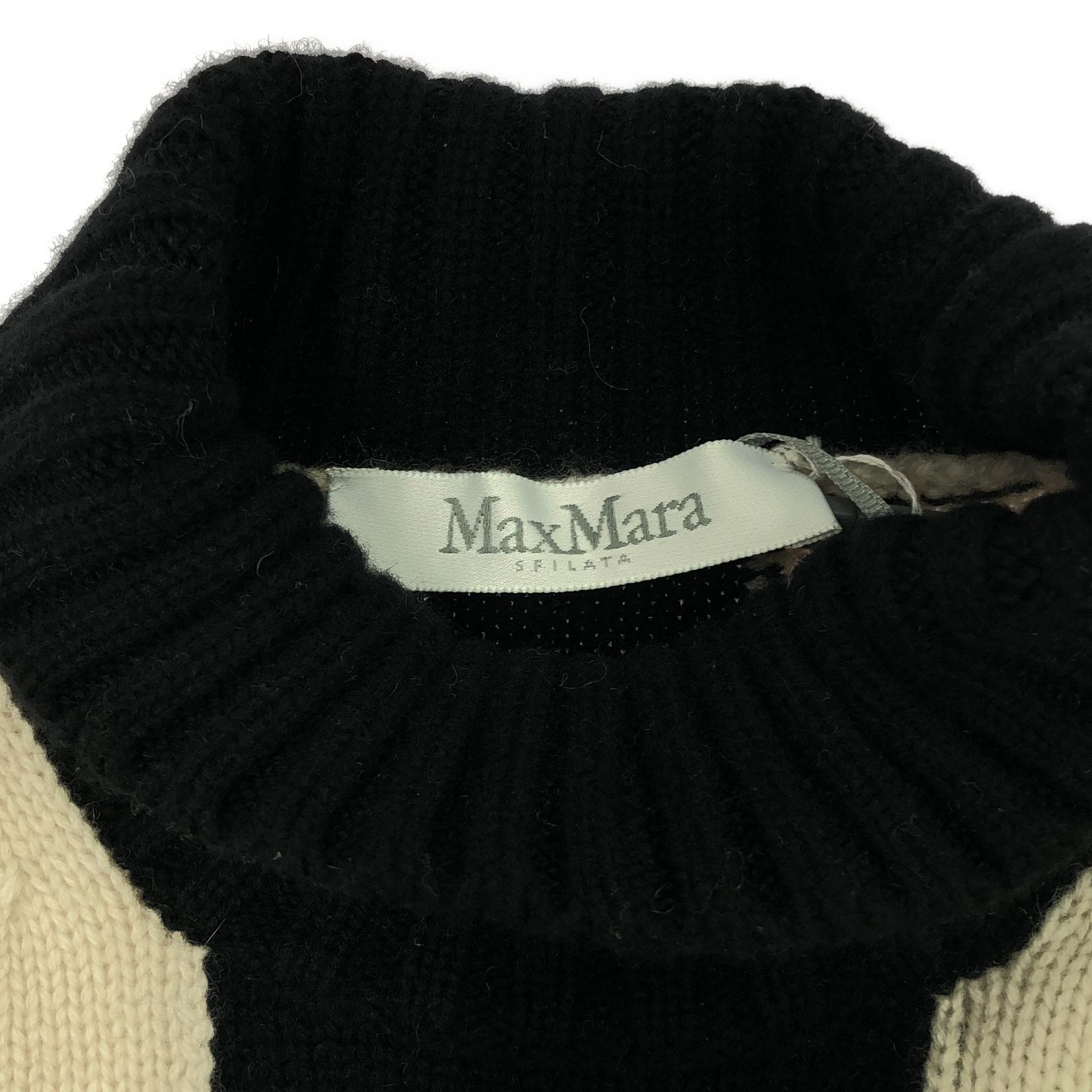 マックスマーラ ニット ワンピース ブラック ライトベージュ ブランドオフ MAX MARA ウール ワンピース ウール マックスマーラ MAX MARA ワンピース ニット ワンピース