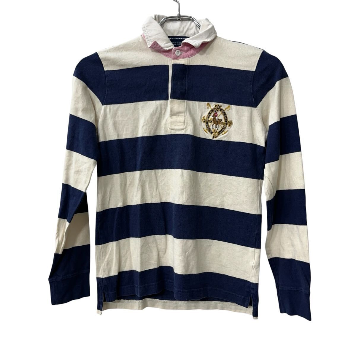 RALPH LAUREN SPORT 長袖 ボーダー ポロシャツ S ネイビー