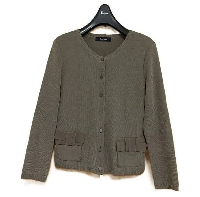 美品】Rene ルネ 5532050 カーディガン ブラウン リボン 34 - メルカリ