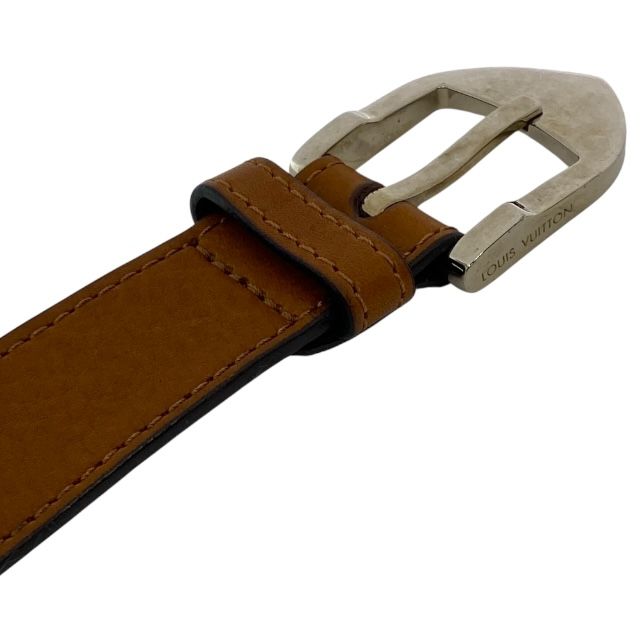 ルイヴィトン MP021 サンチュール ベルト バックル シルバー レザー ブラウン サイズ 90 36 LOUIS VUITTON