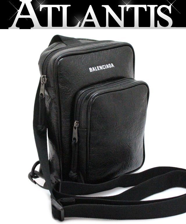 BALENCIAGA ボディバッグ 黒 BALENCIAGA バレンシアガ ボディバッグ ロゴ レザー ブラック