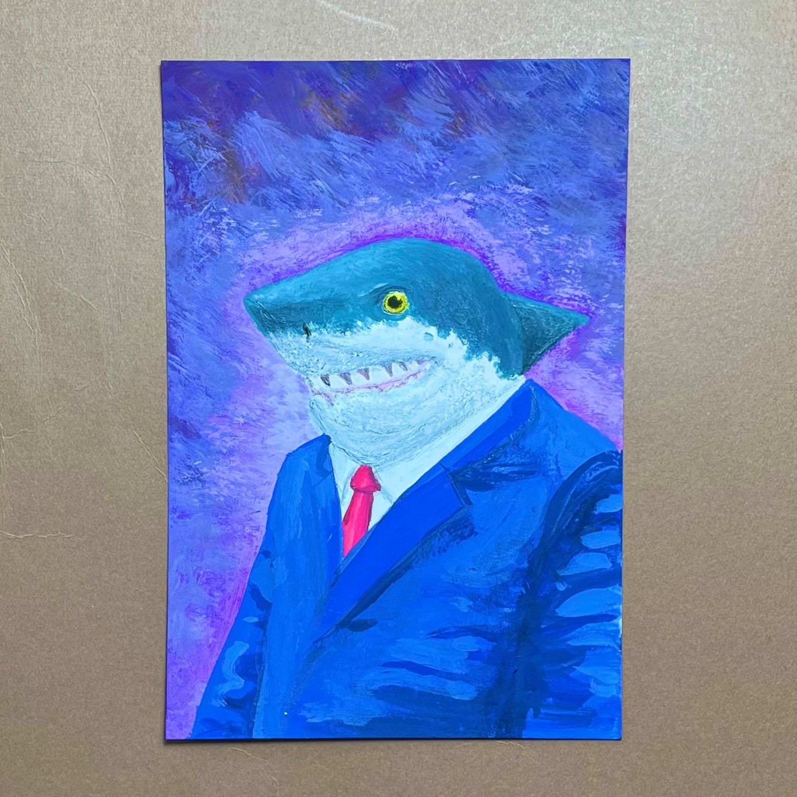 ホオジロザメ　アクリル画　原画 ホオジロザメアクリル画原画