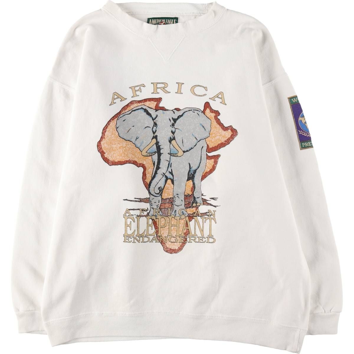 古着 アメリカンイーグル AMERICAN EAGLE ゾウ柄 アニマル スウェットシャツ トレーナー メンズL相当/eaa501101
