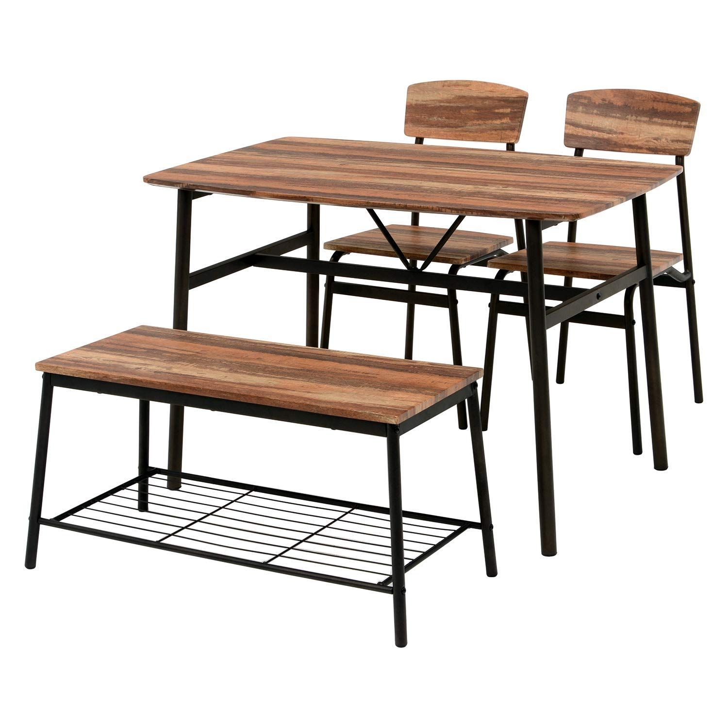 萩原(Hagihara) ダイニングテーブルセット ベンチタイプ LDS-4894BR 【リアルな木目調】 食卓 ダイニングチェア ダイニングセット 子供