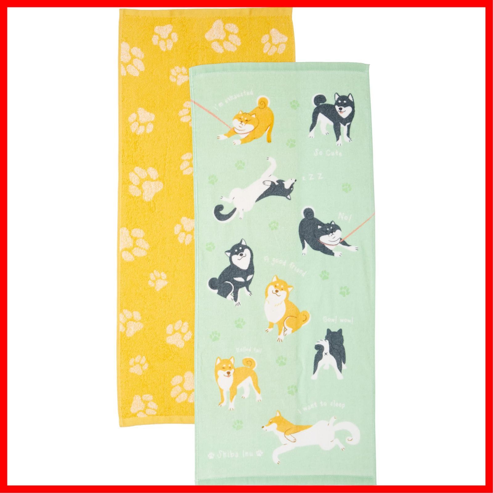 新着商品】柴犬 0765000200 2枚セット フェイスタオル 約34×80cm