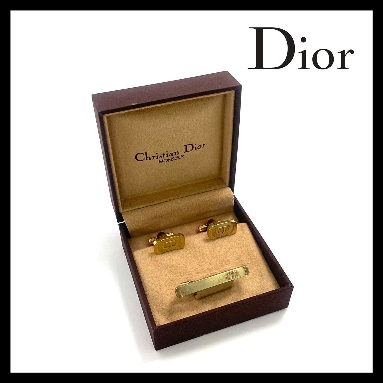Dior】ネクタイタイピン カフス セット CDロゴ ゴールド/金