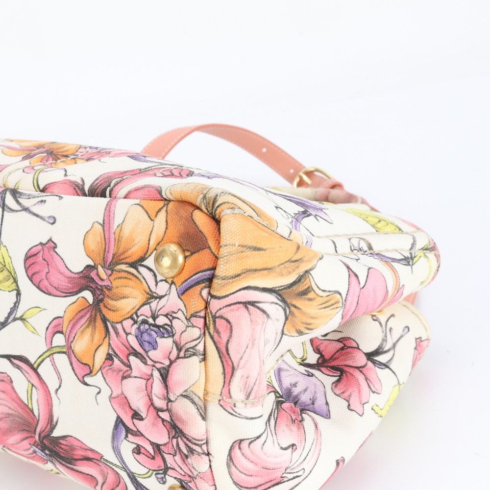 【入手困難・美品】PRADAプラダ カナパ 限定 花柄 2WAY ハンドバッグ 極美品 プラダ カナパ 三角ロゴ フラワー 花柄 レザー 2WAY