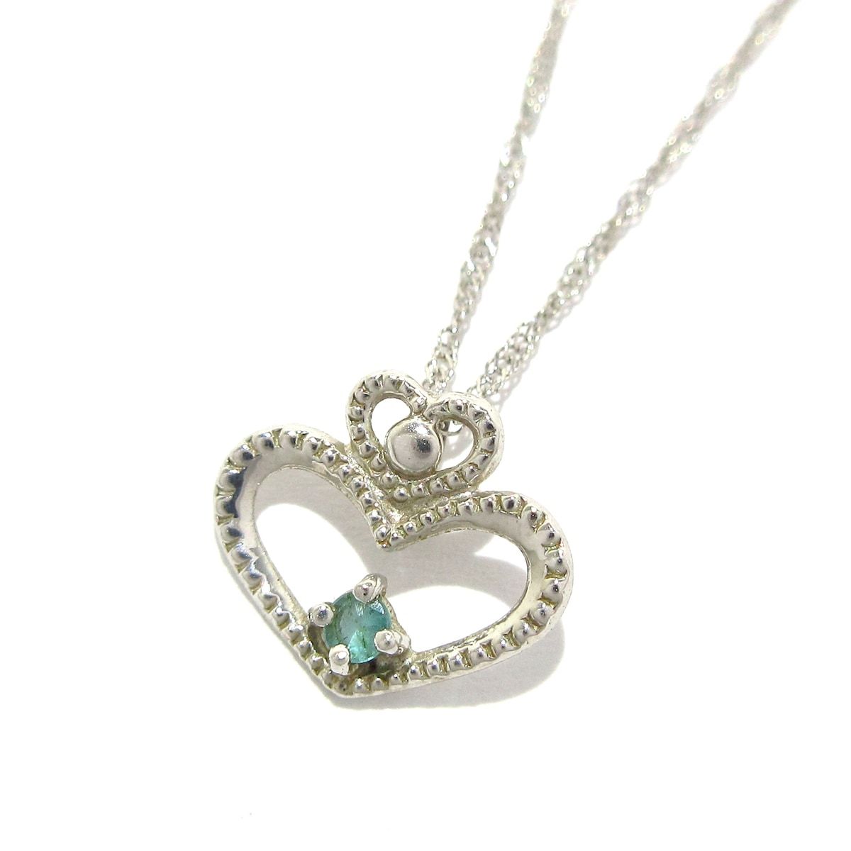 Unbranded ノーブランド ネックレス K18WG×ライトブルー 総重量0.8g ハート