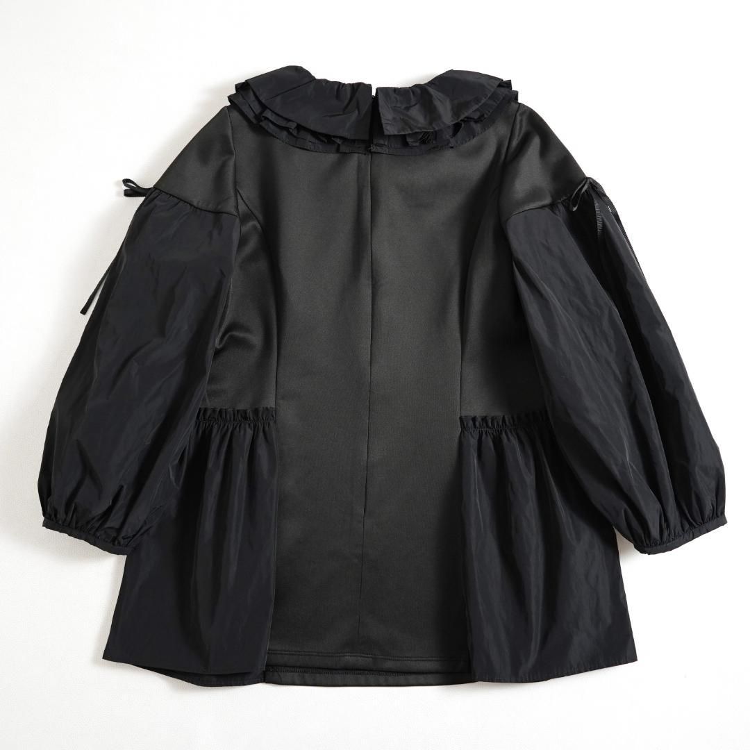  222 y スーパービューティー タフタ切替 フリル衿チュニック 長袖 チュニック