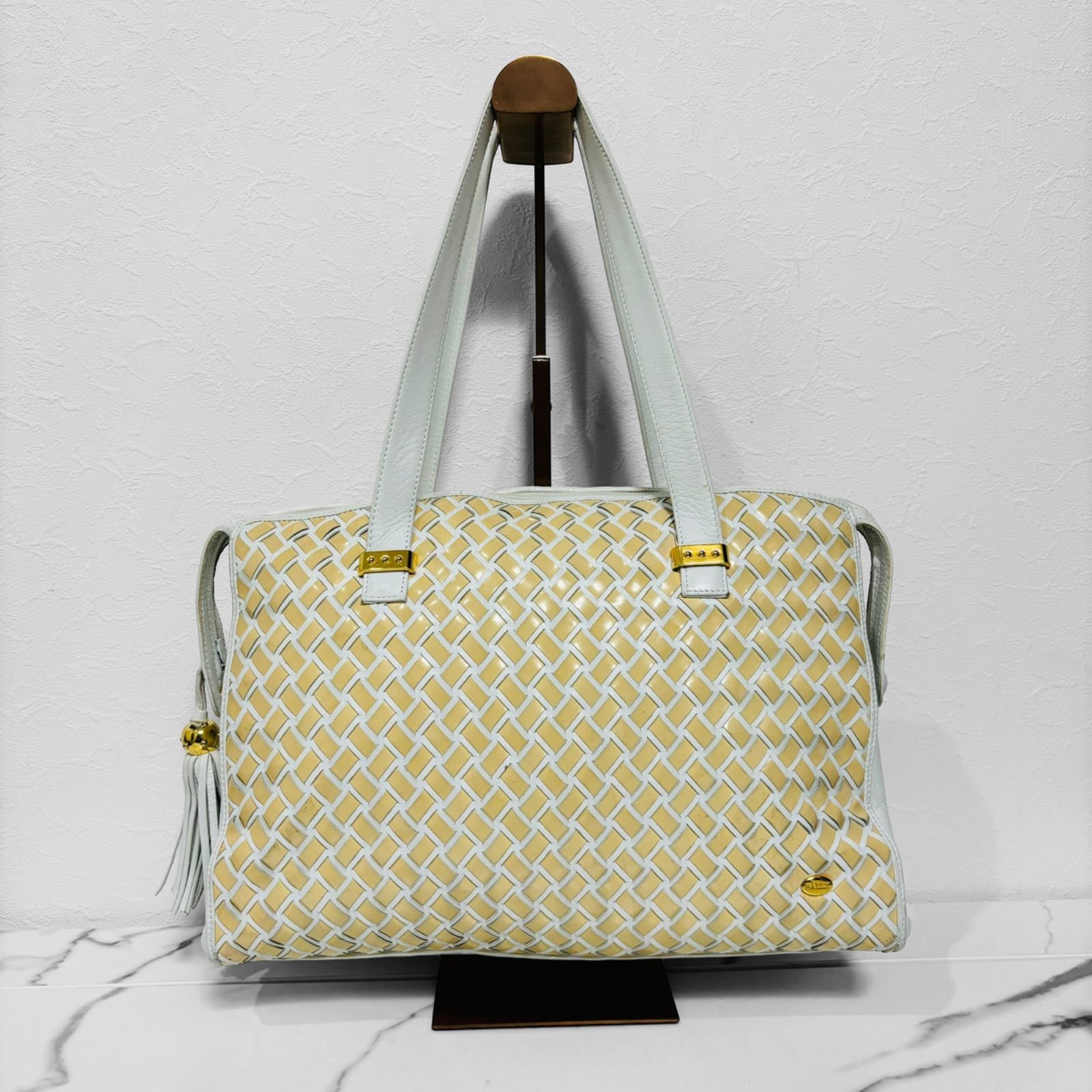 BALLY バリー 編み込み レザー タッセル ハンドバッグ トート レディース