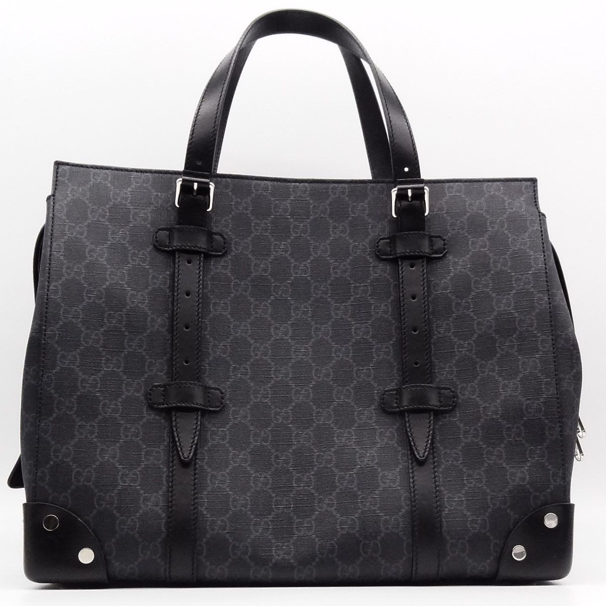 GUCCI メンズ トートバッグ GGシマレザー シェリーライン ブラック GUCCI メンズ トートバッグ GGシマレザー シェリーライン ブラック