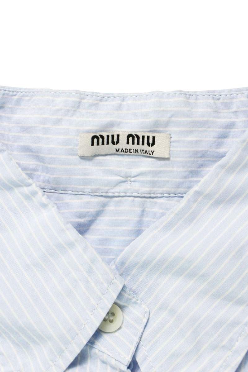  ミュウミュウ MK 1619 ロゴ刺繍ストライプノースリーブシャツ レディース 38 半袖 シャツ ブラウス