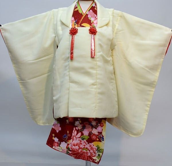 七五三 三歳 女児 被布着物セット 道行コート 兵児帯 足袋 腰紐1本 かかと止めバンド フルセット お仕立て無料 NO29913