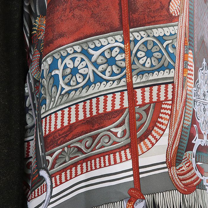 HERMES ツイルレーヌ シルク＆アルパカ100% アラベスク模様 ワンピース HERMES ツイルレーヌ シルク＆アルパカ100% アラベスク模様