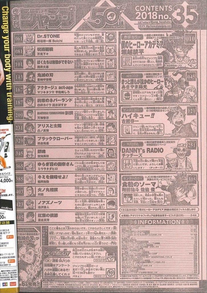 集英社 2018年(平成30年)の漫画雑誌 週刊少年ジャンプ 2018年