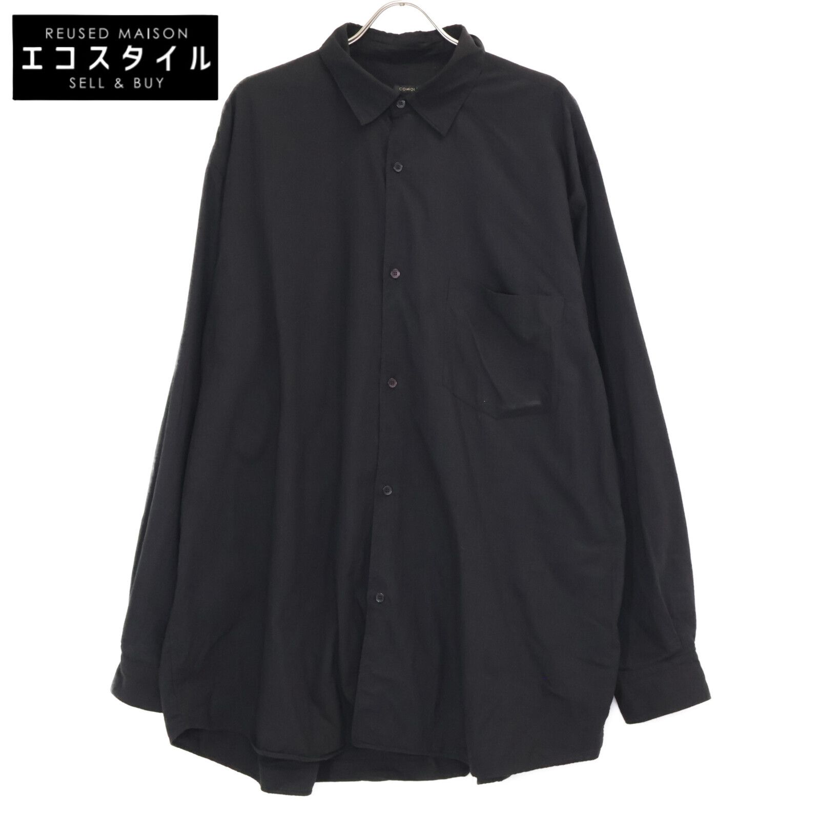 COMOLI コモリ A03-02006 24AW ブラック KHADIコットンWレイヤー コモリシャツ 3