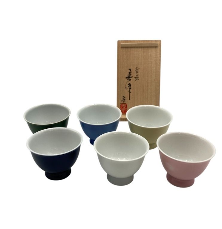 平安春峰 六色 煎茶器 湯呑 茶道具 中古 D4 - メルカリ