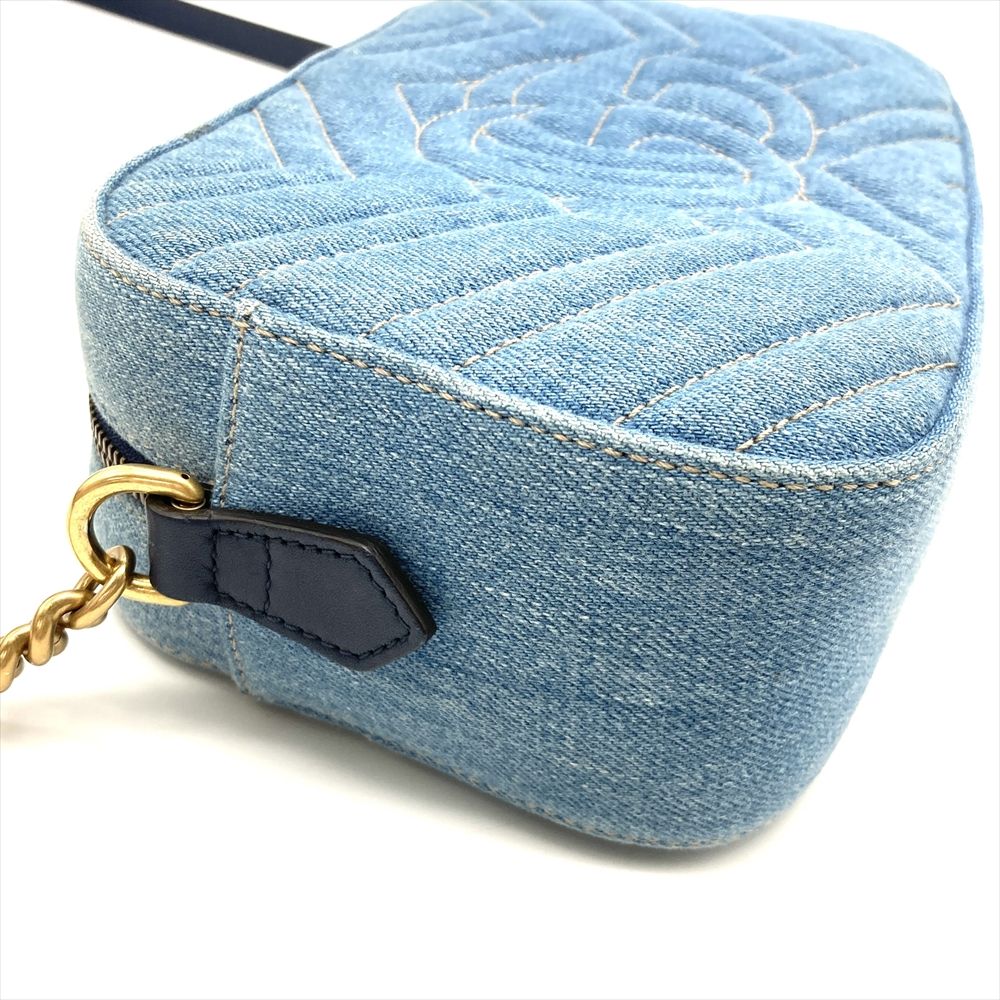 Gucci デニム キルティング バッグ パール付き GGロゴ グッチ GUCCI GGマーモント キルティング ショルダーバッグ