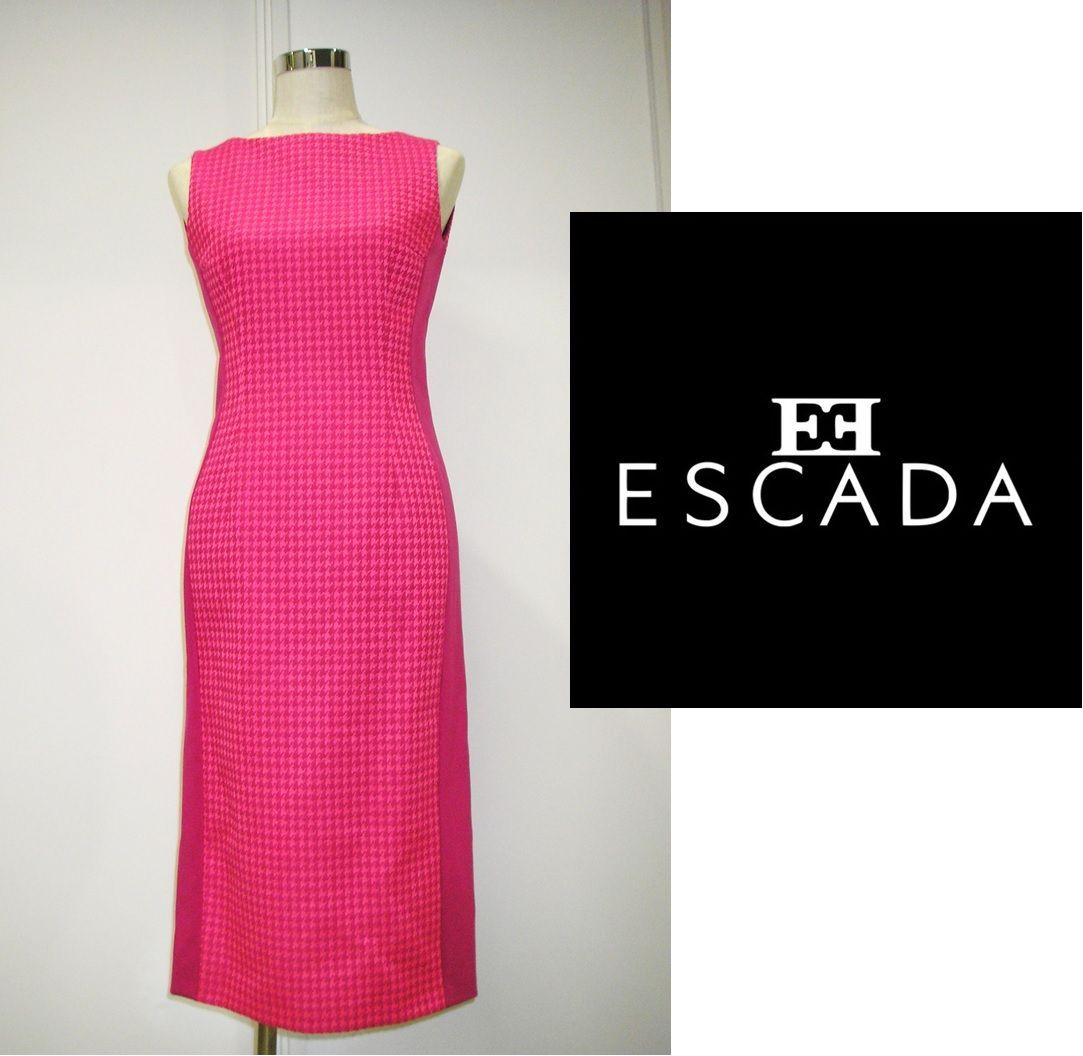 【新品・B品】ESCADA（エスカーダ） 春物　フォーマル　ワンピース　ピンク　ひざ丈ワンピース　※後ろのチャック片方取れ