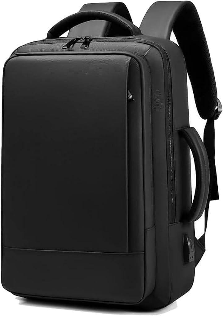 QuesLete. リュック ビジネスリュック メンズ ブラック 3way 大容量 20～35L 超軽量 820g USB充電 撥水加工 マルチポケット シンプル 出張 通勤 通学( ブラック)